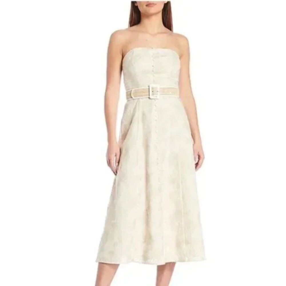 Antonio Melani Manu Belted Button Front A-Line Midi Dress